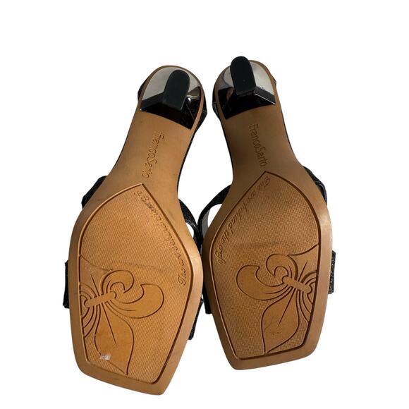 Franco Sarto Women's Size 6 Rania 2 Stilleto Square Cut‎ Out Heels Black Shimmer - Picture 6 of 10